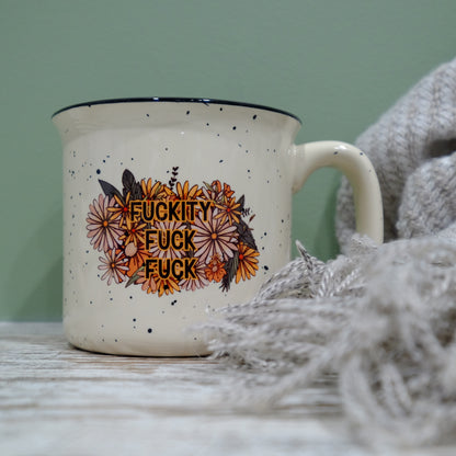 Ceramic Speckled mug 400ml - Wildflower fuckity fuck fuck